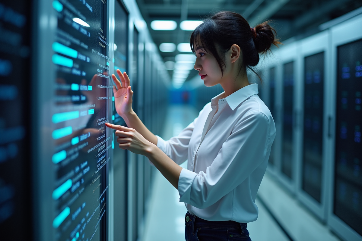 Analyste sécurité informatique dans centre de données
