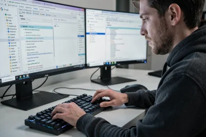 Développeur web appuyant sur la touche F5 pour actualiser Google Chrome avec les outils développeur ouverts