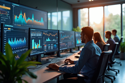 Equipe diversifiee de professionnels blockchain dans un bureau lumineux