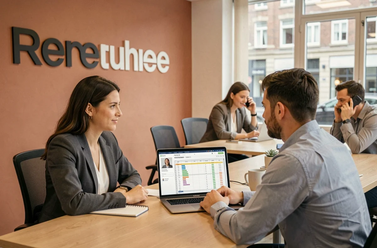 Consultante de FASEYA conduisant un entretien de recrutement technique avec un candidat développeur dans les bureaux de cette ESN de proximité à Lille