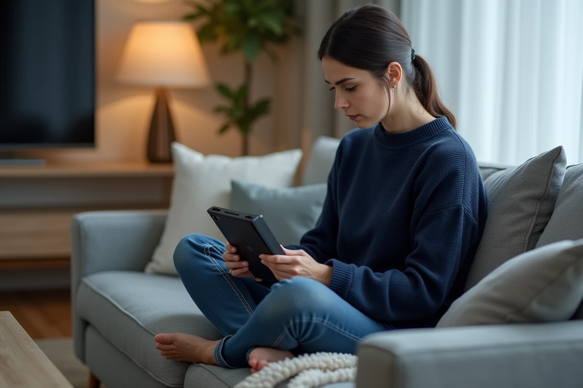 Femme comparant une console portable Sony avec sa boîte avant achat, conseils pour éviter les erreurs de commande