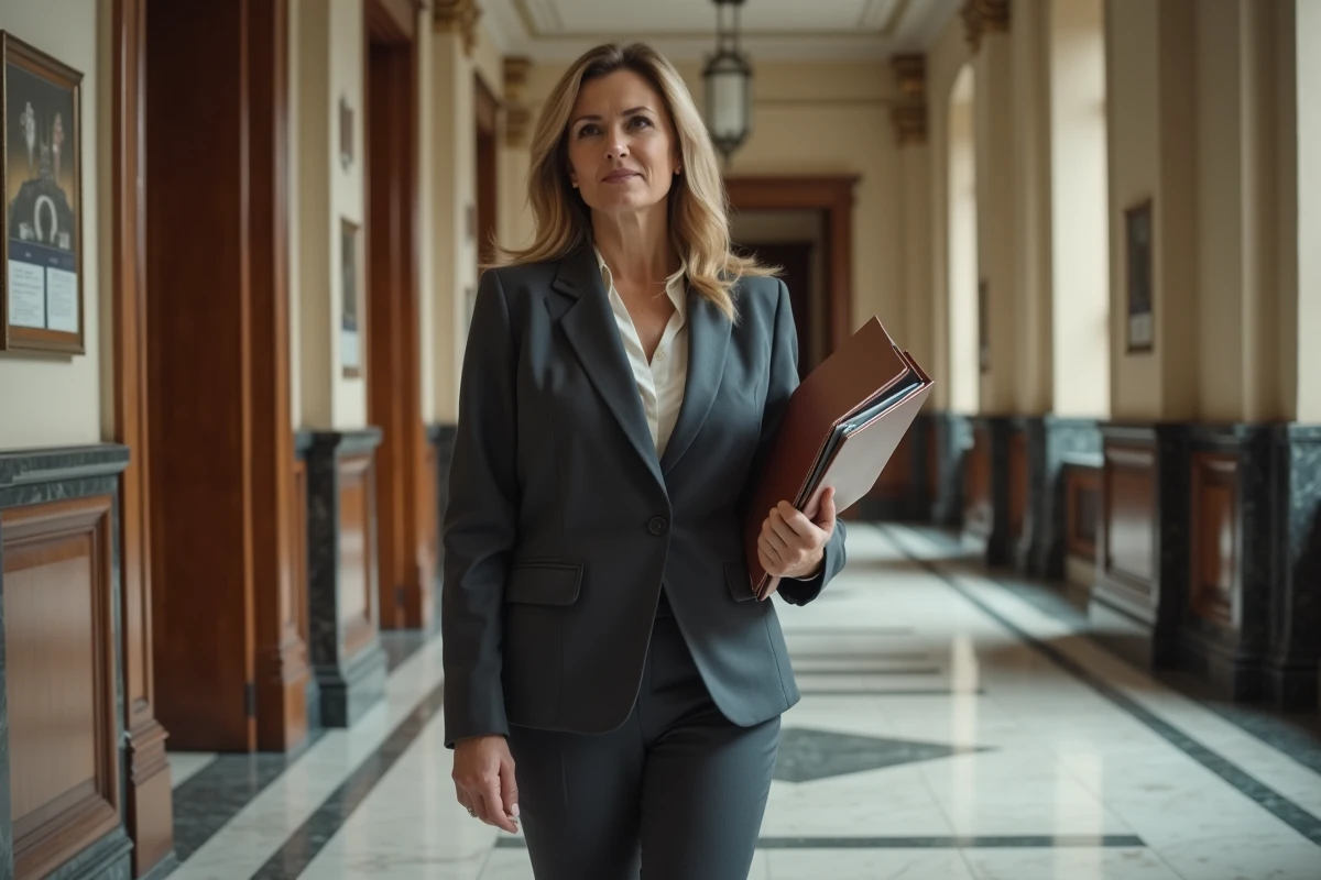 Femme d affaires dans un couloir officiel