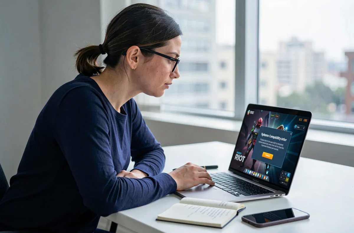 Femme consultant une erreur d'installation d'un composant requis sur son ordinateur portable