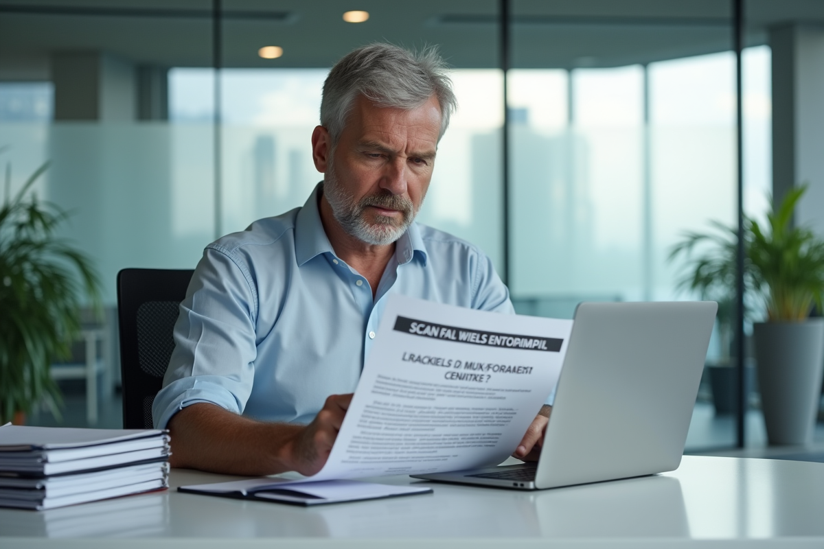 Homme daffaires utilisant un ordinateur portable au bureau