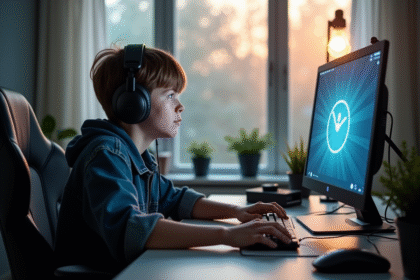 Jeune gamer frustré devant un ordinateur avec erreur