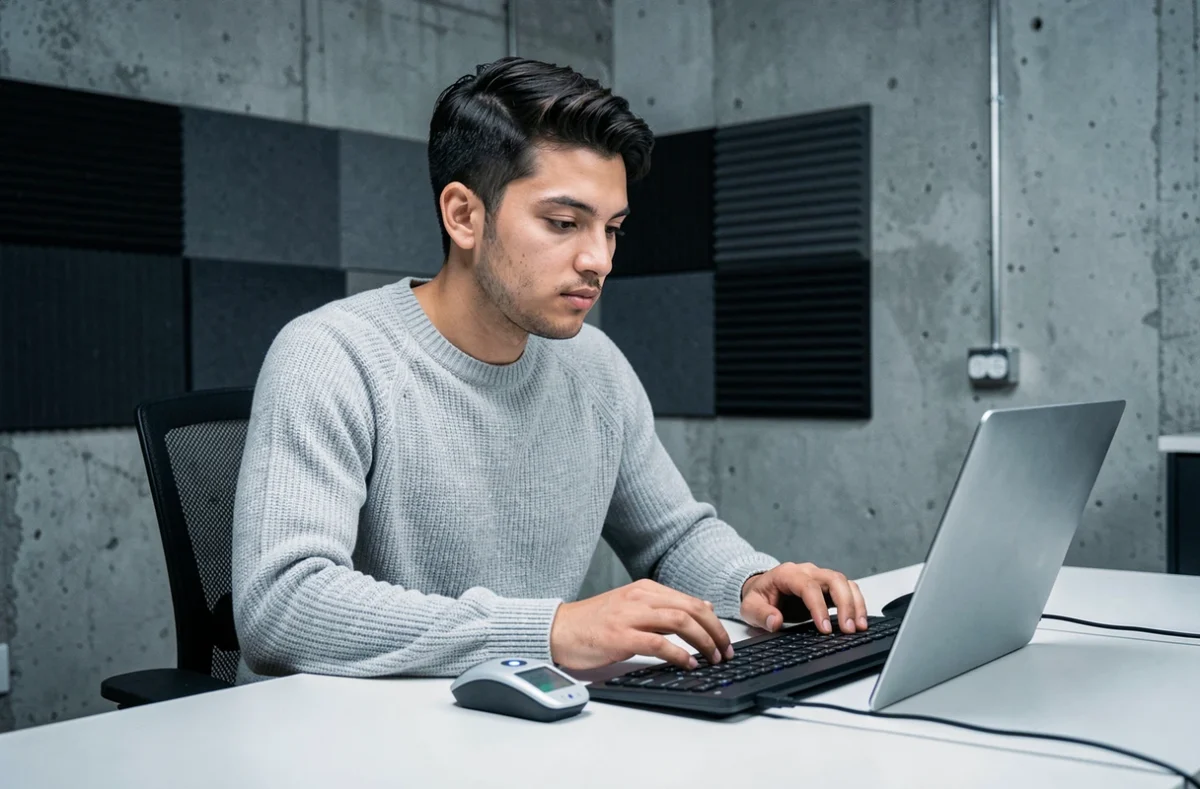 Professionnel testant l'accessibilité numérique d'un site WordPress pour le Studio Cassette